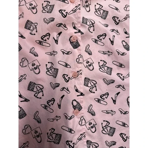 Angelique Vintage Pink Rockabilly Top 90s Sunglasses Shoes Purse Bow On Arm Sz M - Picture 2 of 5